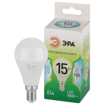 Лампочка светодиодная ЭРА GREEN LINE LED P45-15W-840-E14 GL E14 15 Вт шар яркий белый свет