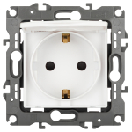 Розетка ЭРА Серия 12 12-2103-01М , 2P+E Schuko со шторками с крышкой, 16А-250В, белый матовый