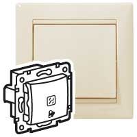 VALENA Выключатель 1-клавишный самовозвартный с подсветкой с символом звонка 10А схема 1PLE безвинтовое крепление слоновая кость