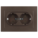 Розетка Intro Accent 6-205-08 2X2P+E Schuko, 16А-250В, IP20, СУ, AL/CU, бронза
