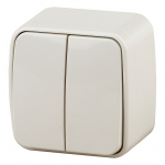 Выключатель ЭРА Intro Polo 3-104-02 10А 250В накладной слоновая кость двухклавишный