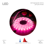 Светодиодная лента для растений ЭРА FITO-Strip Light-RB-45W-5m-12V-IP65 красно-синего спектра 5м IP65 с адаптером 12V
