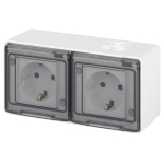 Розетка ЭРА Эксперт 11-2503-01 2х2P+E гориз. IP55, 16A-250В, ОУ, белый