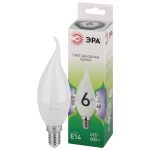 Лампочка светодиодная ЭРА GREEN LINE LED BXS-6W-865-E14 GL E14 6 Вт свеча на ветру холодный свет