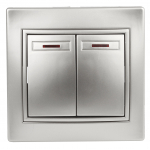 Выключатель двухклавишный с подсветкой Intro Plano 1-105-03 скрытой установки 10А 250В алюминий