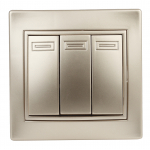 Выключатель трёхклавишный Intro Plano 1-106-04 скрытой установки 10А 250В шампань