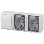 Блок ЭРА Эксперт 11-7403-01 накладной IP54 16A(10AX) 250В белый две розетки и выключатель