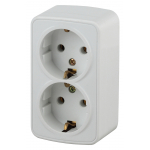 Розетка ЭРА Intro Polo 3-204-01 16А 250В накладная белый двойная с заземлением