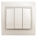 Выключатель трёхклавишный Intro Plano 1-106-02 скрытой установки 10А 250В слоновая кость