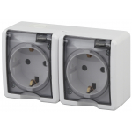 Розетка ЭРА Эксперт 11-2404-01 накладная IP54 16А 250В белый двойная с заземлением со шторками