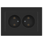 Розетка Intro Accent 6-204-07 , 2х2P, 16А-250В, IP20, СУ, AL/CU, графит