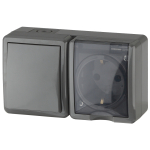 Блок ЭРА Эксперт 11-7401-03 накладной IP54 16A(10AX) 250В серый розетка и выключатель