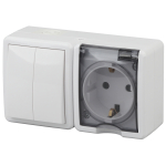 Блок ЭРА Эксперт 11-7402-01 накладной IP54 16A(10AX) 250В белый розетка и двойной выключатель