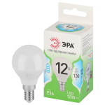 Лампочка светодиодная ЭРА GREEN LINE LED P45-12W-840-E14 GL E14 12 Вт шар яркий белый свет