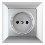 Розетка Intro Solo 4-201-03 16А 250В алюминий без заземления скрытой установки