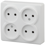 Розетка ЭРА Эксперт 11-2210-01 накладная IP20 16А 250В белый четырёхместная