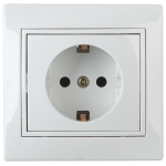 Розетка Intro 2P+E Schuko со 1Э-206-01 шторками, 16А-250В, скрытой установки, без лапок,Plano, белый