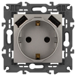 Розетка ЭРА Elegance 14-4109-16 2P+E 16A-250В, штор. с 2xUSB 5В-3А, титан