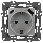 Розетка ЭРА Elegance 14-4108-03 2P+E 16A-250В со шторками с USB type-A+C 5В-3А алюминий