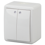 Выключатель ЭРА Эксперт 11-1405-01 накладной IP54 10А 250В белый двухклавишный с подстветкой