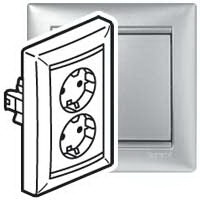 Розетка двойная с заземлением алюминий VALENA Legrand