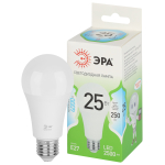 Лампочка светодиодная ЭРА GREEN LINE LED A60-25W-840-E27 GL E27 25 Вт груша яркий белый свет