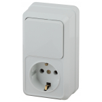 Блок ЭРА Intro Quadro 2-705-01 16(10)А 250В накладной белый с розеткой и выключателем вертикальный