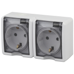 Розетка ЭРА Эксперт 11-2403-01 накладная IP54 16А 250В белый двойная с заземлением