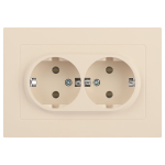Розетка Intro Accent 6-205-02 2X2P+E Schuko, 16А-250В, IP20, СУ, AL/CU, слоновая кость