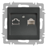 Розетка Intro Accent 6-303-07 информационная RJ45, IP20, СУ, графит Розетка Intro Accent 6-303-07 информационная RJ45, IP20, СУ, графит