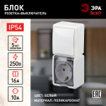 Блок ЭРА Эксперт 11-7407-01 накладной IP54 16A(10AX) 250В белый розетка и выключатель