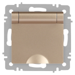Розетка Intro Accent 6-203-04 2P+E Schuko с крышкой, 16А-250В, IP20, СУ, шампань