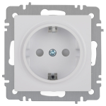 Розетка Intro Accent 6-206-01 2P+E Schuko со шторками, 16А-250В, IP20, СУ, AL/CU, белый