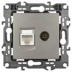 Розетка ЭРА Серия 12 12-3110-16 комбинированная RJ45+TV, титан