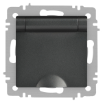 Розетка Intro Accent 6-203-07 2P+E Schuko с крышкой, 16А-250В, IP20, СУ, AL/CU, графит