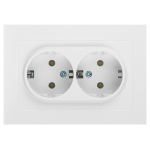 Розетка Intro Accent 6-205-01 2X2P+E Schuko, 16А-250В, IP20, СУ, AL/CU, белый
