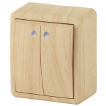 Выключатель ЭРА Эксперт 11-1205-11 накладной IP20 10А 250В сосна двухклавишный с подсветкой