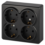 Розетка ЭРА Эксперт 11-2211-05 четырехместная с заземлением 4х2P+E Schuko со шторками, IP20, 16A-250В, ОУ, антрацит