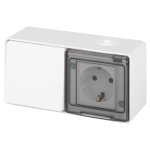 Блок розетка с выключателем ЭРА Эксперт 11-7501-01 IP55, 16A(10AX)-250В, ОУ, белый