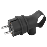 Вилка ЭРА VX12-B-IP44 каучуковая c заземлением 16А IP44 с кольцом угловая черная