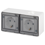 Розетка ЭРА Эксперт 11-2504-01 2х2P+E гориз. IP55, шторки, 16A-250В, ОУ, белый