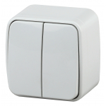 Выключатель ЭРА Intro Polo 3-104-01 10А 250В накладной белый двухклавишный