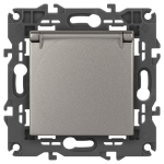 Розетка ЭРА Elegance 14-2103-16 2P+E Schuko со шторками с крышкой, 16А-250В, титан