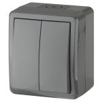 Выключатель ЭРА Эксперт 11-1404-03 накладной IP54 10А 250В серый двухклавишный