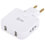 Разветвитель электрический ЭРА SPF-2-FL-USB поворотный на 2 розетки + 2USB 10А белый Разветвитель электрический ЭРА SPF-2-FL-USB поворотный на 2 розетки + 2USB 10А белый