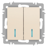 Выключатель Intro Accent 6-105-02 двойной с подсветкой, 10А-250В, IP20, СУ, AL/CU, слоновая кость