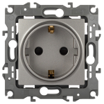Розетка ЭРА Серия 12 12-2102-16 , 2P+E Schuko со шторками, 16А-250В, Эра12, титан