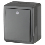 Выключатель ЭРА Эксперт 11-1402-03 накладной IP54 10А 250В серый одноклавишный с подсветкой