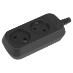 Колодка ЭРА KX-2-B 2 розетки без зазeмления черная Колодка ЭРА KX-2-B 2 розетки без зазeмления черная