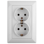 Розетка двойная Intro Solo 4-205-01 с заземлением скрытой установки 16А 250В белый